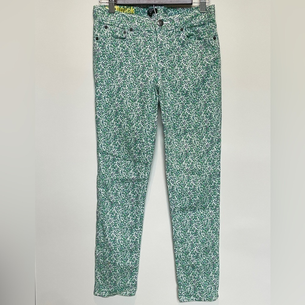 J. Crew Green Floral Print Matchstick jeans